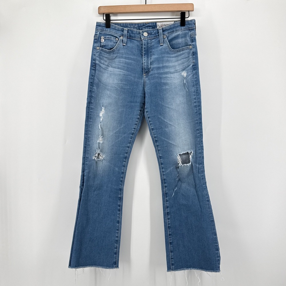 AG Adriano‎ Goldschmied The Jodi Crop Jeans 28 High Rise Slim Flare Distressed